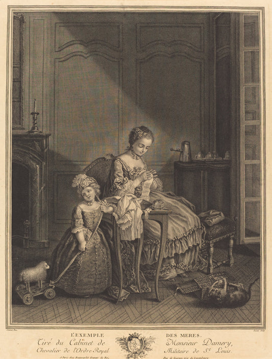 L'example des Meres by François Lucas after Etienne Jeaurat (French, c. 1715 - 1762 or after), 16X12"(A3)Poster Print