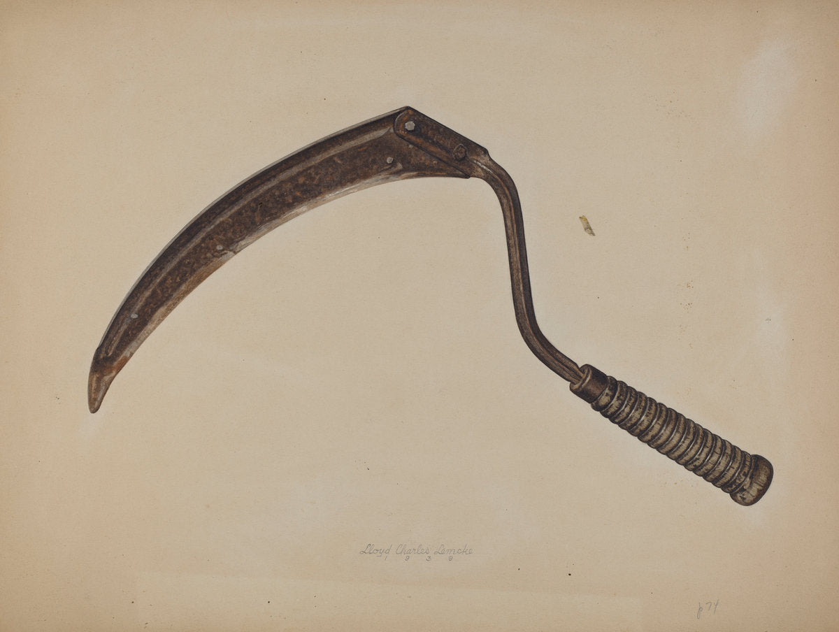 Hand Sickle by Lloyd Charles Lemcke (American, active c. 1935), 16X12"(A3)Poster Print