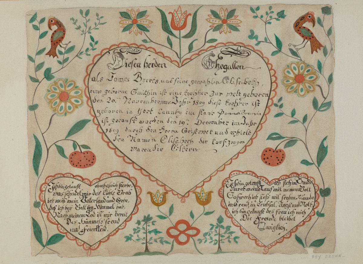 Fraktur by Roy S. Brown (American, active c. 1935), 16X12"(A3)Poster Print