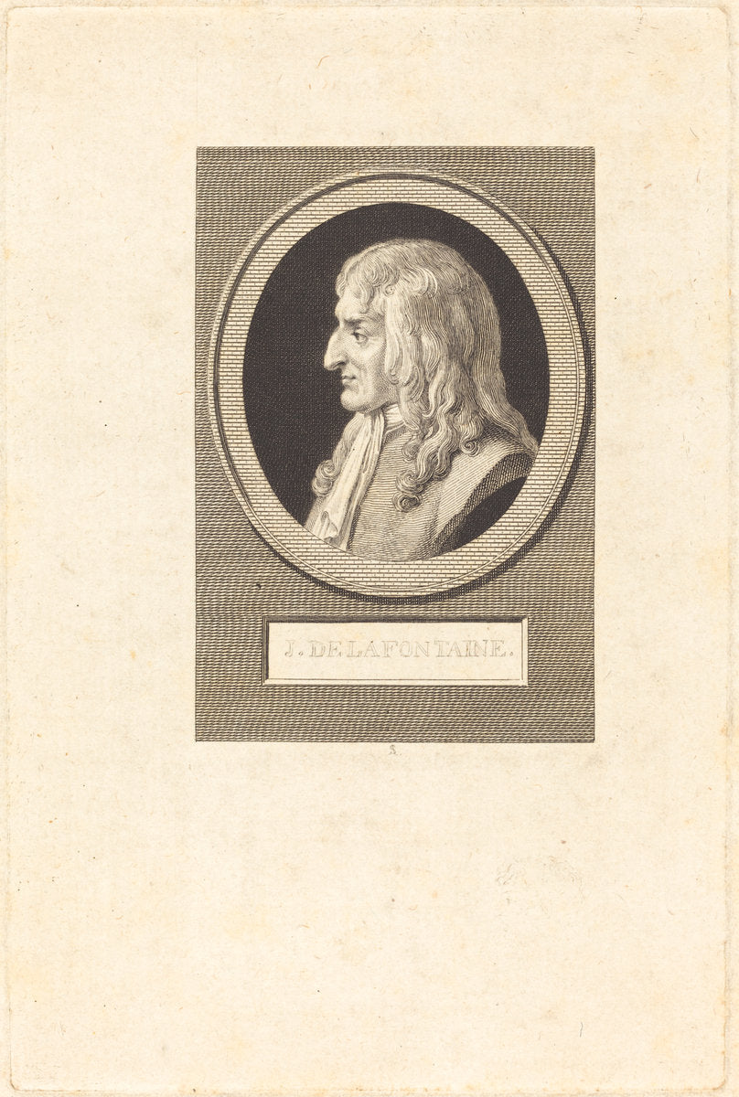 Jean de La Fontaine by Augustin de Saint-Aubin (French, 1736 - 1807), 16X12"(A3)Poster Print