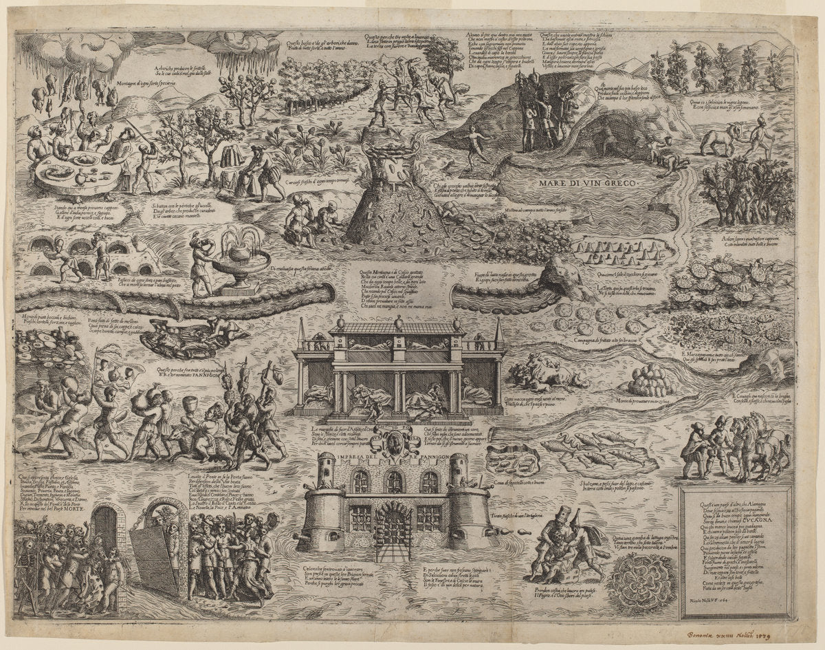 The Land of Cockaigne by Niccolò Nelli (Italian, c. 1533 - c. 1575), 16X12"(A3)Poster Print