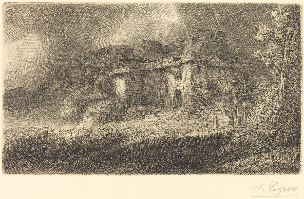 Ruins of a Chateau (Les ruins du chateau) by Alphonse Legros (French, 1837 - 1911), 16X12"(A3)Poster Print