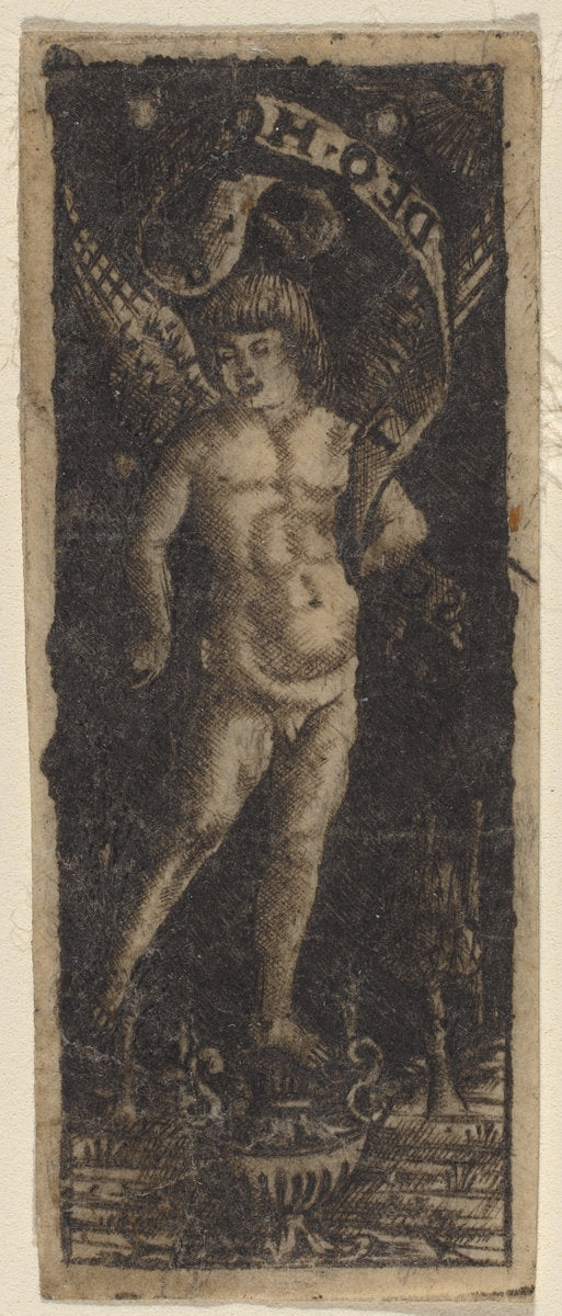 Cherub on a Vase with Inscription: "SOLI DEO HONOR" by Francesco Francia or Peregrino da Cesena (Italian, active c. 1490/1520), 16X12"(A3)Poster Print