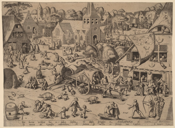 Village Fair at Hoboken by Attributed to Franz Hogenberg after Pieter Bruegel the Elder (German, before 1540 - 1590?), 16X12"(A3)Poster Print