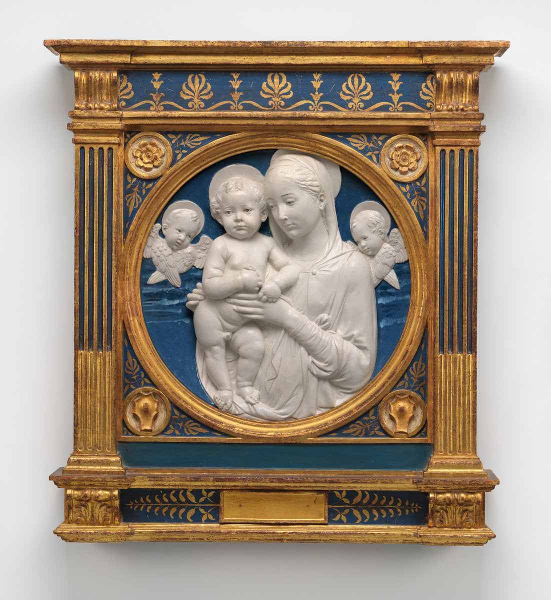 Madonna and Child with Cherubim by Andrea della Robbia (Florentine, 1435 - 1525), 16X12"(A3)Poster Print