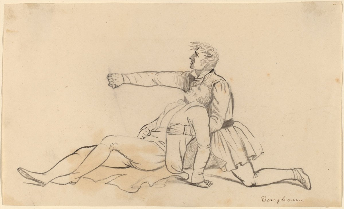 The Death of General Warren by George Caleb Bingham (American, 1811 - 1879), 16X12"(A3)Poster Print