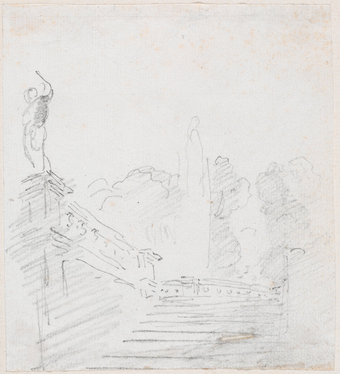 Monumental Stairway by Hubert Robert (French, 1733 - 1808), 16X12"(A3)Poster Print
