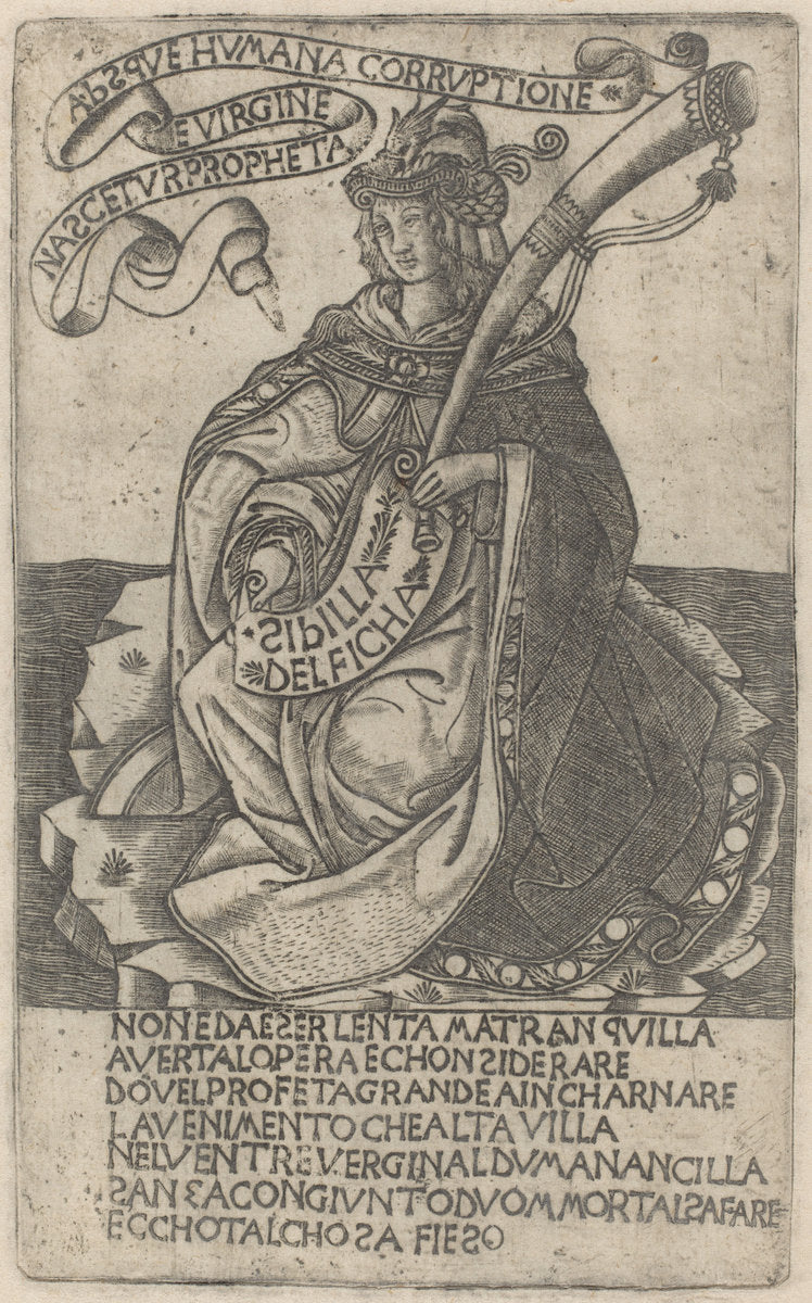 early 15th century by after Baccio Baldini (Delphian Sibyl), 16X12"(A3)Poster Print