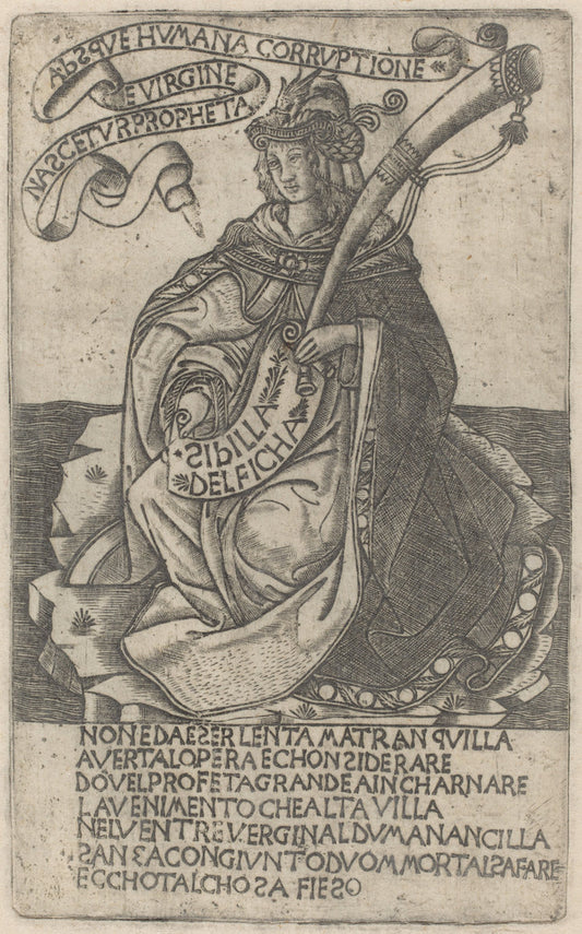 early 15th century by after Baccio Baldini (Delphian Sibyl), 16X12"(A3)Poster Print