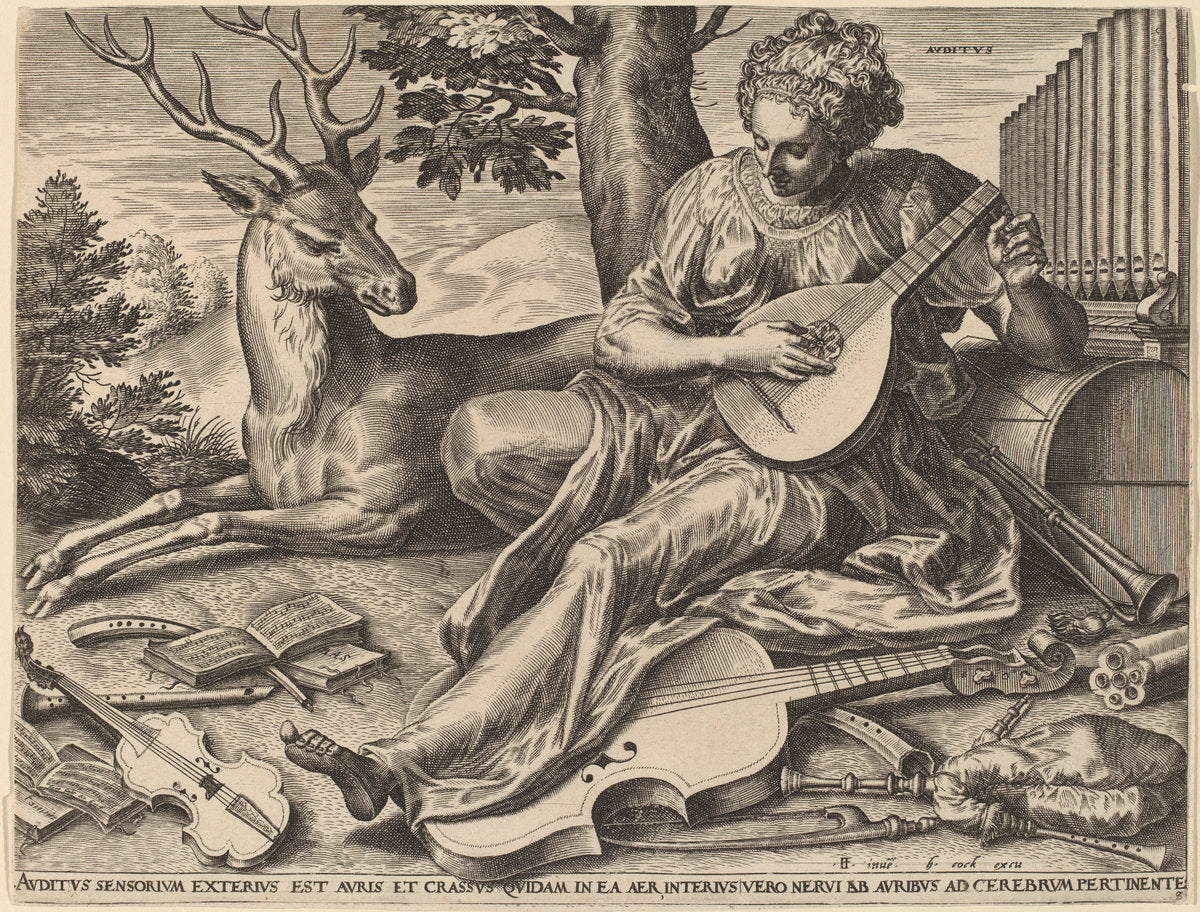 Auditus by Cornelis Cort after Frans Floris I (Netherlandish, 1533 - 1578), 16X12"(A3)Poster Print