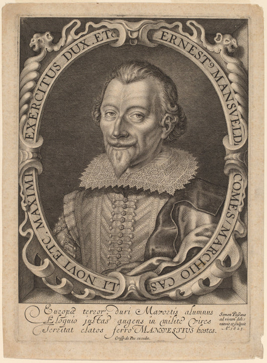 Count Ernest Mansfeld by Simon de Passe (German, c. 1595 - 1647), 16X12"(A3)Poster Print