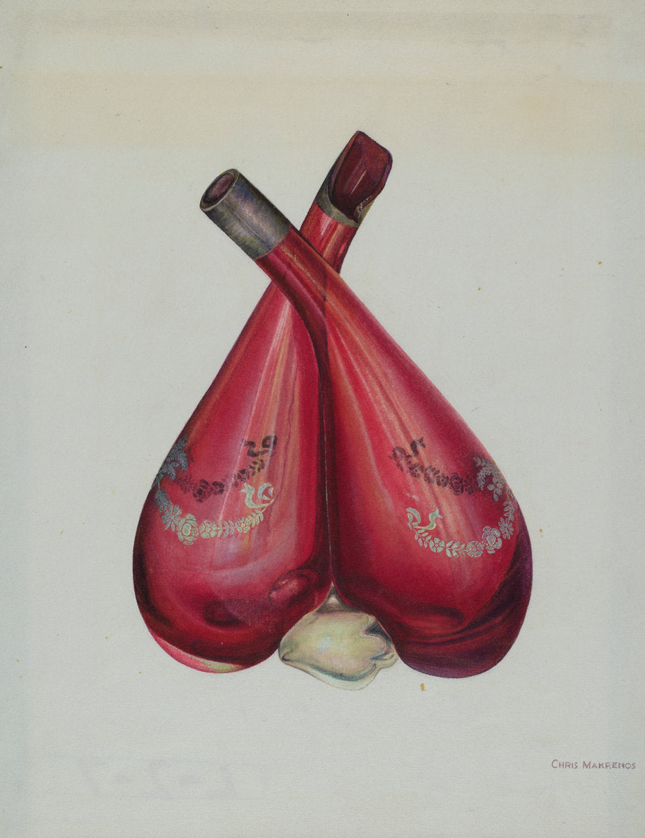 Vinegar and Oil Bottle by Chris Makrenos (American, active c. 1935), 16X12"(A3)Poster Print