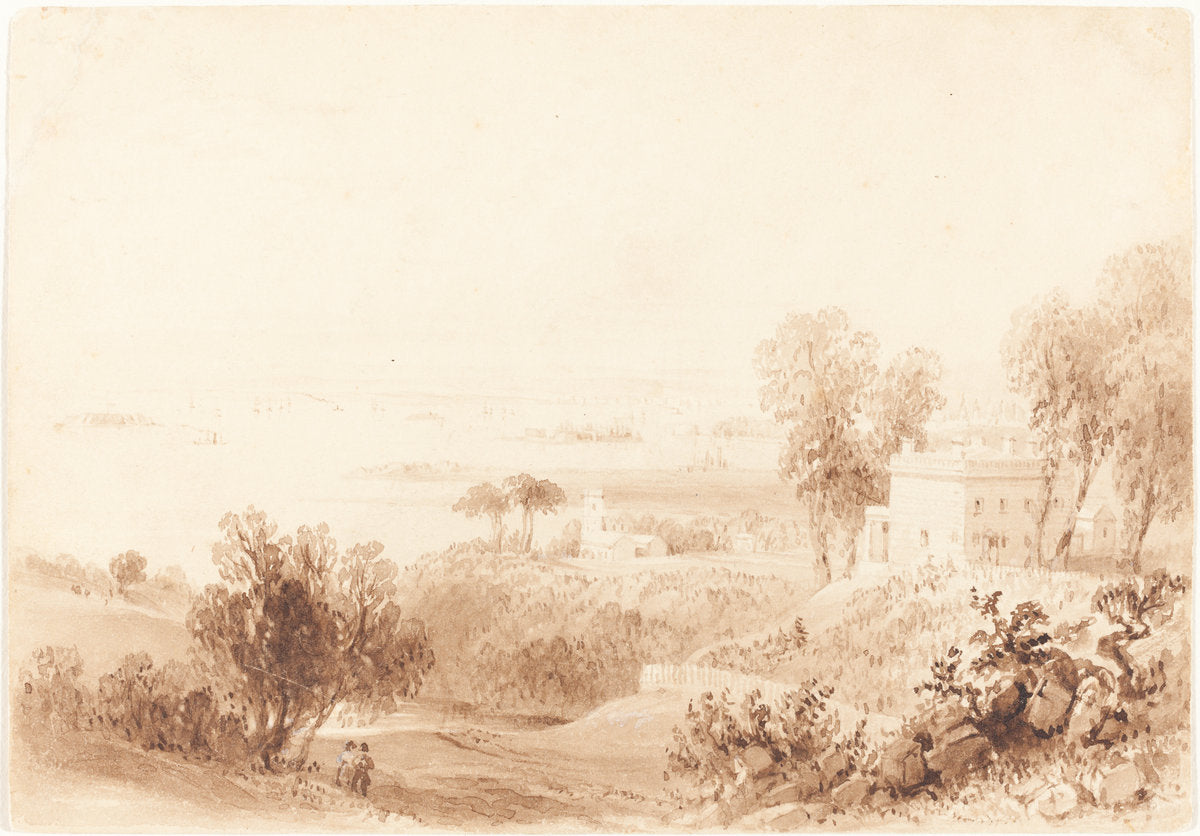 Gowanus Heights, Brooklyn by William Henry Bartlett (British, 1809 - 1854), 16X12"(A3)Poster Print
