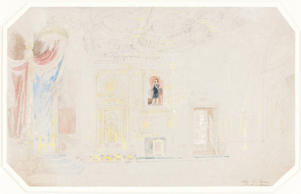 The Throne Room at Fontainebleau by Thomas Allom (British, 1804 - 1872), 16X12"(A3)Poster Print