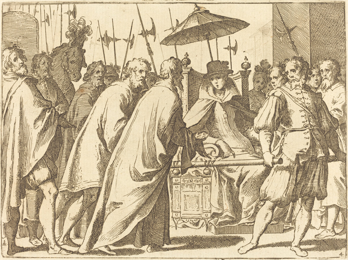 Margaret of Austria Being Carried in a Chaise by Raffaello Schiaminossi (Italian, 1572 - 1622), 16X12"(A3)Poster Print