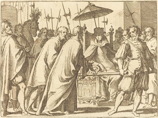 Margaret of Austria Being Carried in a Chaise by Raffaello Schiaminossi (Italian, 1572 - 1622), 16X12"(A3)Poster Print