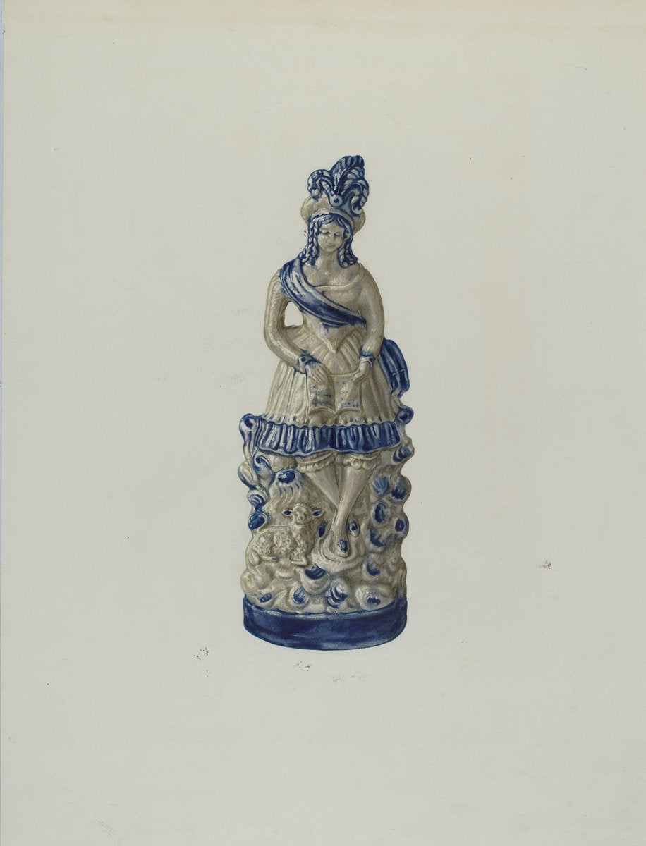 Statuette by Yolande Delasser (American, active c. 1935), 16X12"(A3)Poster Print