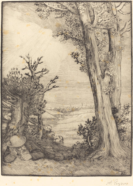 Siesta in the Country (Sieste dans la capagne) by Alphonse Legros (French, 1837 - 1911), 16X12"(A3)Poster Print