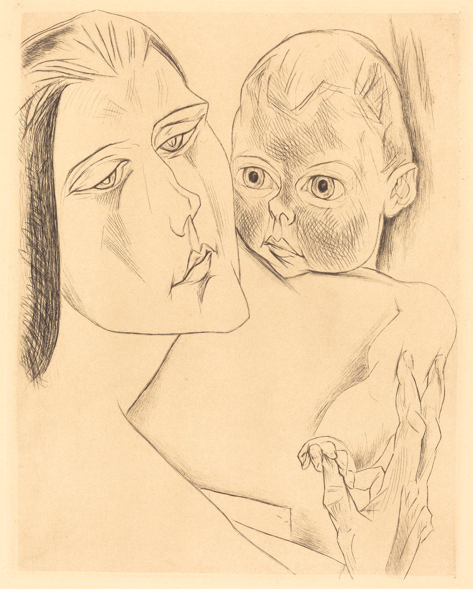 Mother and Child by Heinrich Nauen (German, 1880 - 1941), 16X12"(A3)Poster Print
