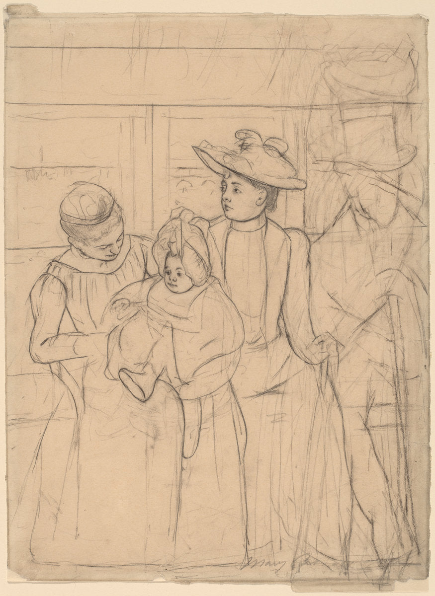 In the Omnibus [recto] by Mary Cassatt (American, 1844 - 1926), 16X12"(A3)Poster Print