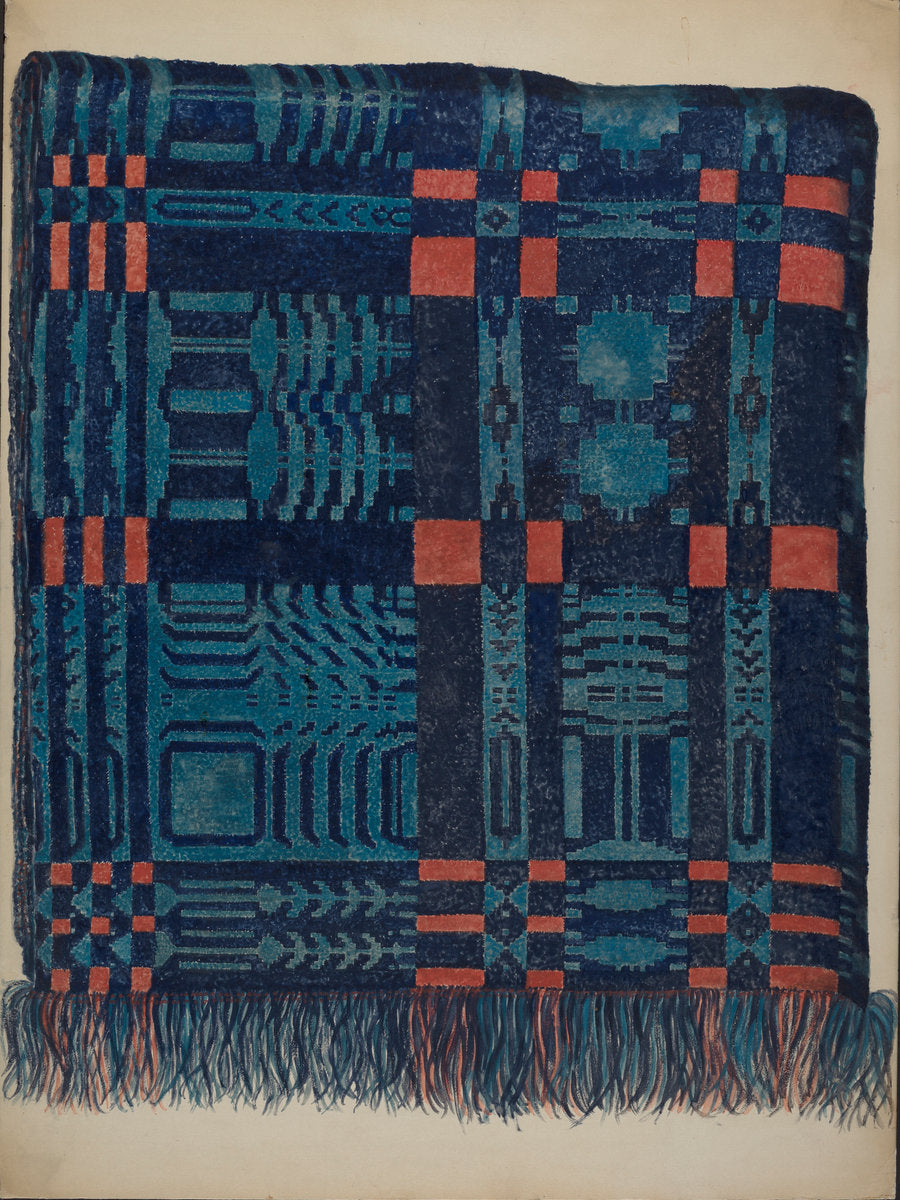 Coverlet - Pine Tree Border by Eva Wilson (American, active c. 1935), 16X12"(A3)Poster Print