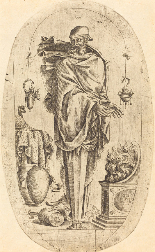 Old Man Warming His Hands by Jean Mignon (French, active 1543 - active c. 1545), 16X12"(A3)Poster Print