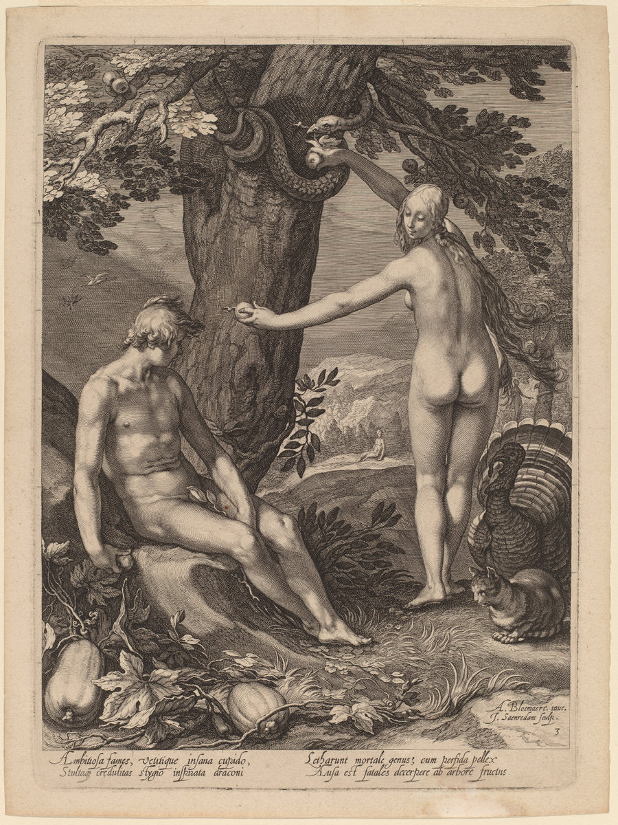 Temptation of Man by Jan Pietersz Saenredam after Abraham Bloemaert (Dutch, 1565 - 1607), 16X12"(A3)Poster Print