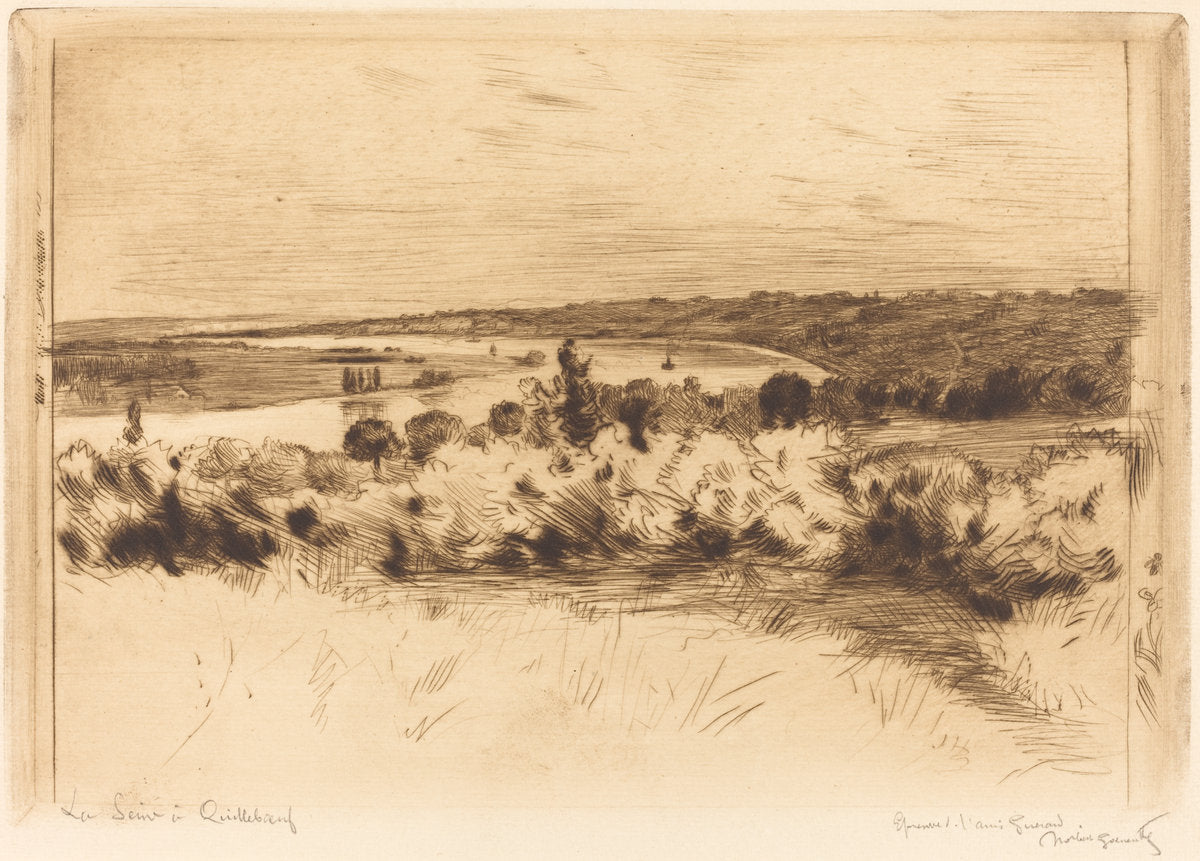 The Seine at Quilleboeuf (La Seine a Quilleboeuf) by Norbert Goeneutte (French, 1854 - 1894), 16X12"(A3)Poster Print