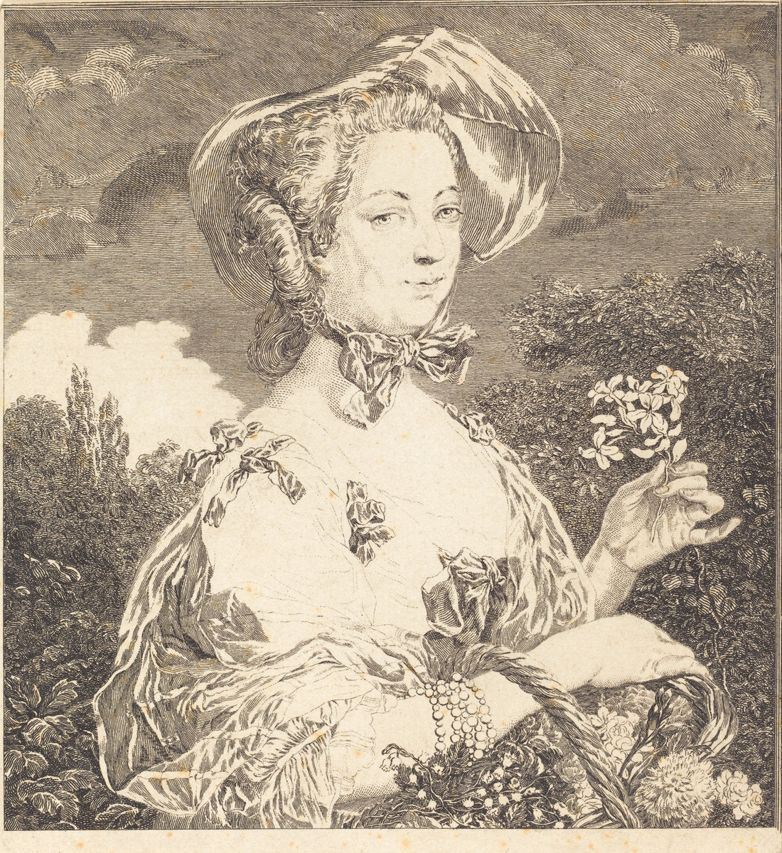 La Marquise de Pompadour en belle jardiniere by Jean-Louis Anselin after Carle Van Loo (French, 1754 - 1823), 16X12"(A3)Poster Print