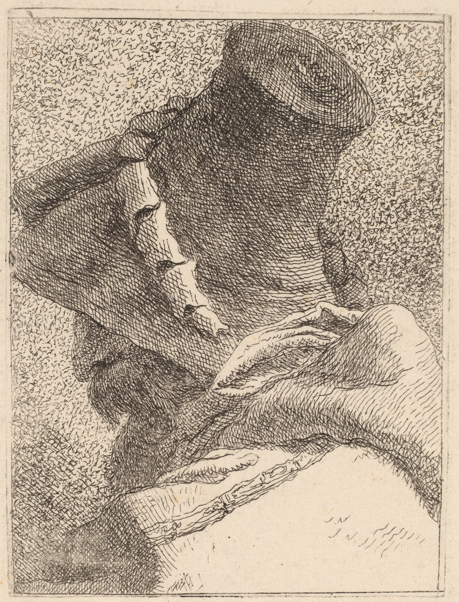 Profile of an Old Man with a Hat by Giovanni Domenico Tiepolo (Venetian, 1727 - 1804), 16X12"(A3)Poster Print