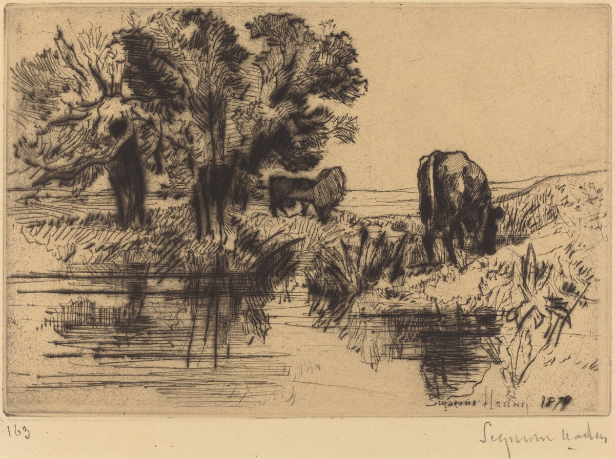 The Three Cows by Francis Seymour Haden (British, 1818 - 1910), 16X12"(A3)Poster Print