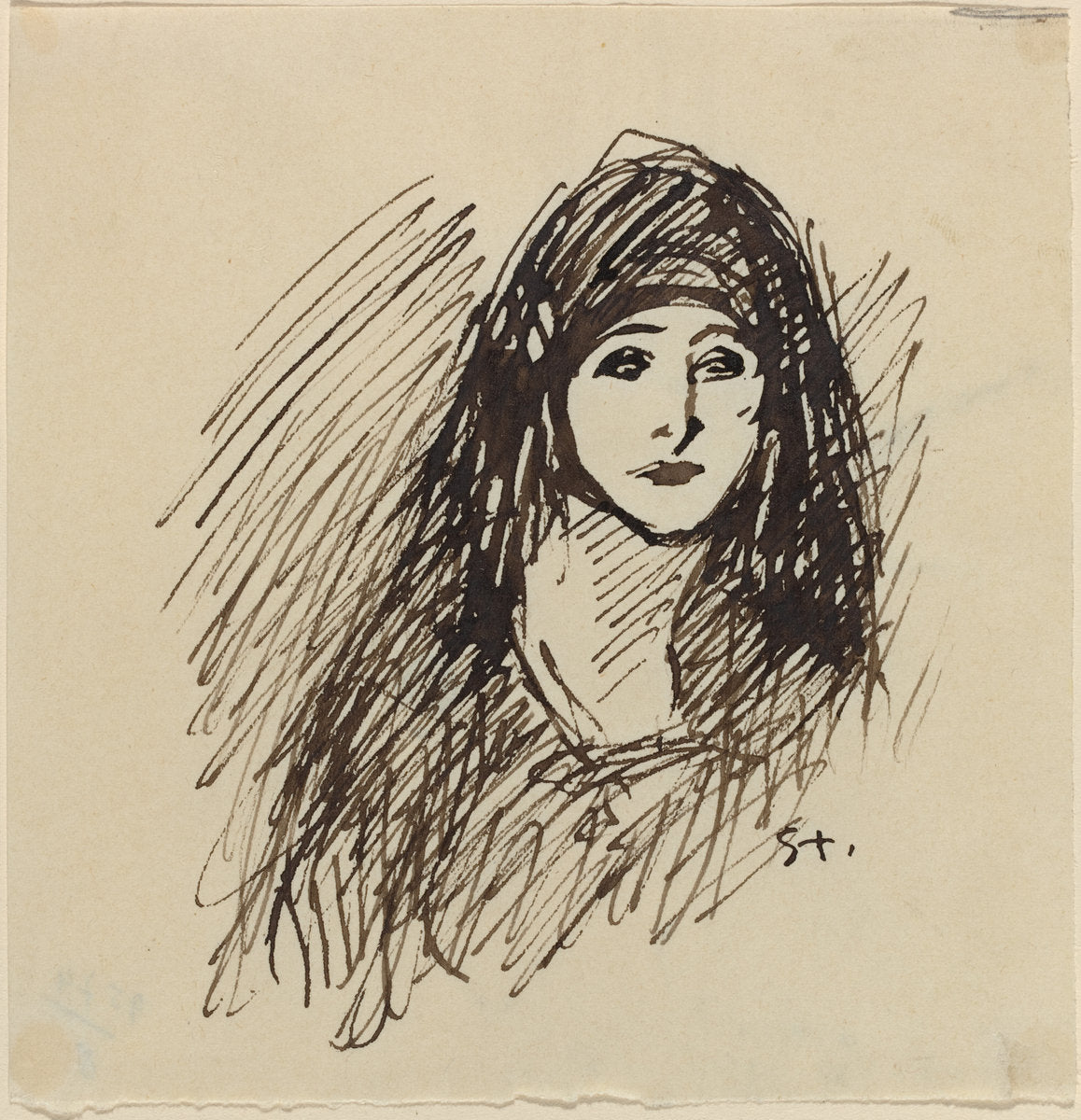 Portrait of the Artist's Wife by Théophile Alexandre Steinlen (Swiss, 1859 - 1923), 16X12"(A3)Poster Print
