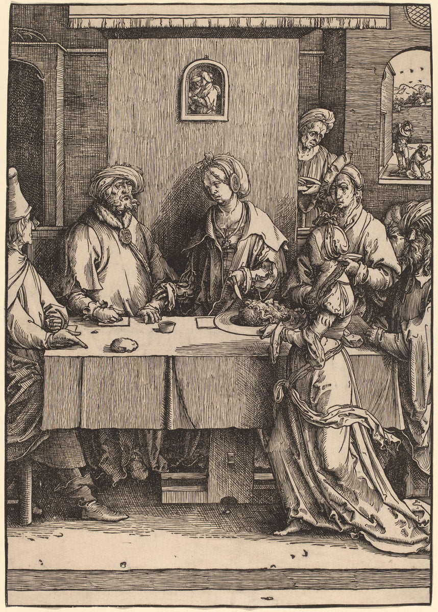 Herod and Herodias by Lucas van Leyden (Netherlandish, 1489/1494 - 1533), 16X12"(A3)Poster Print