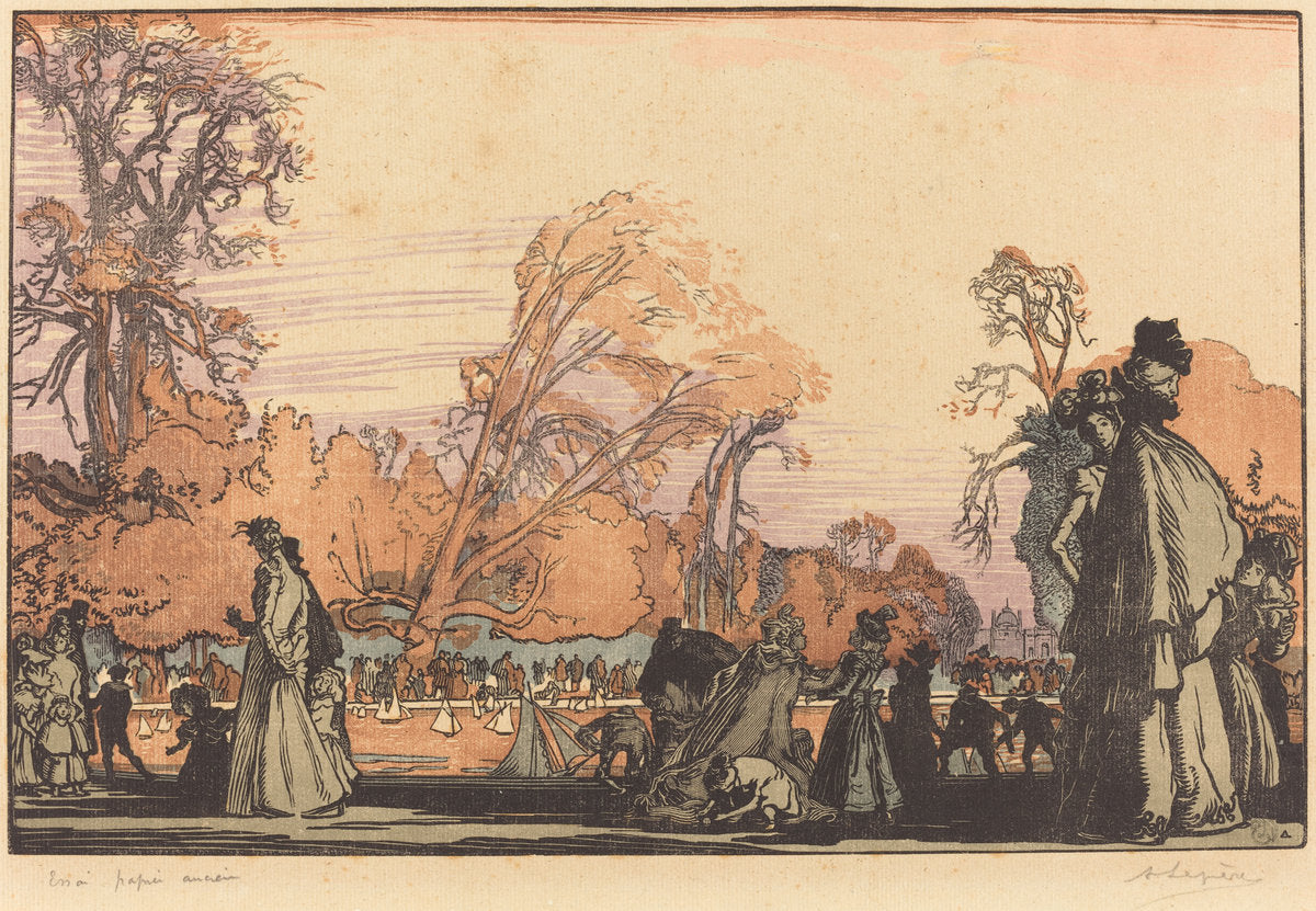 The Pond in the Tuileries by Auguste Lepère (French, 1849 - 1918), 16X12"(A3)Poster Print