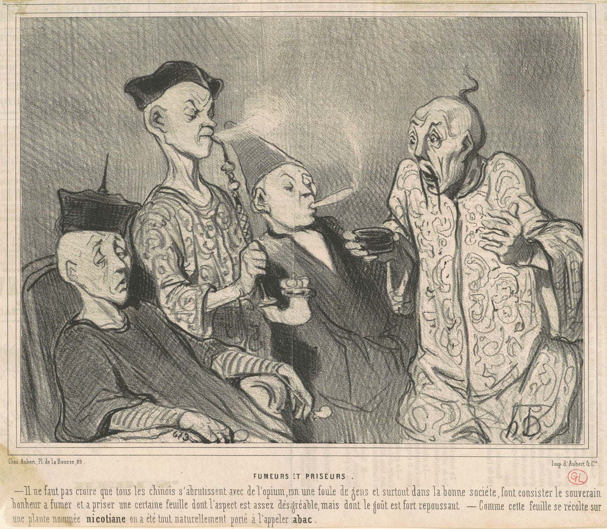 Fumeurs et priseurs by Honoré Daumier (French, 1808 - 1879), 16X12"(A3)Poster Print