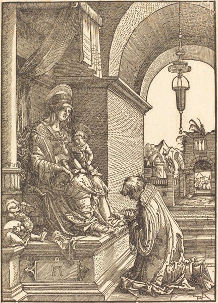 Suppliant Kneeling before the Virgin and Child by Albrecht Altdorfer (German, 1480 or before - 1538), 16X12"(A3)Poster Print