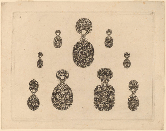 Jewelry Ornament by Theodor de Bry (Flemish, 1528 - 1598), 16X12"(A3)Poster Print