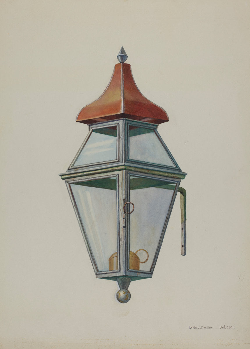 Bracket Lamp by Leslie Macklem (American, active c. 1935), 16X12"(A3)Poster Print
