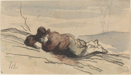 Rest in the Country (Sancho Panza) by Honoré Daumier (French, 1808 - 1879), 16X12"(A3)Poster Print