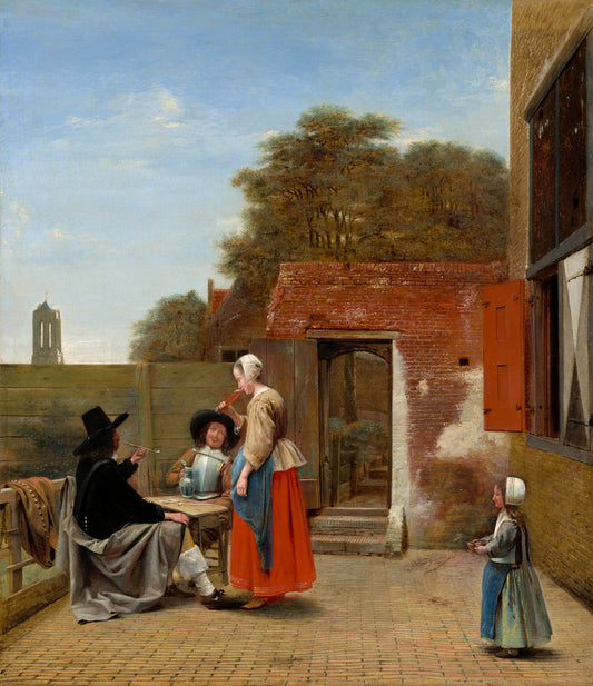 A Dutch Courtyard by Pieter de Hooch (Dutch, 1629 - 1684), 16X12"(A3)Poster Print