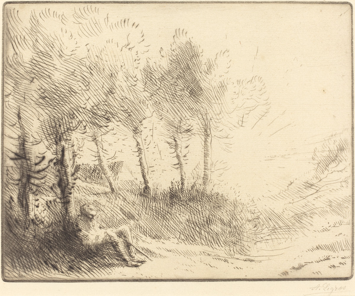 Landscape (Paysage) by Alphonse Legros (French, 1837 - 1911), 16X12"(A3)Poster Print