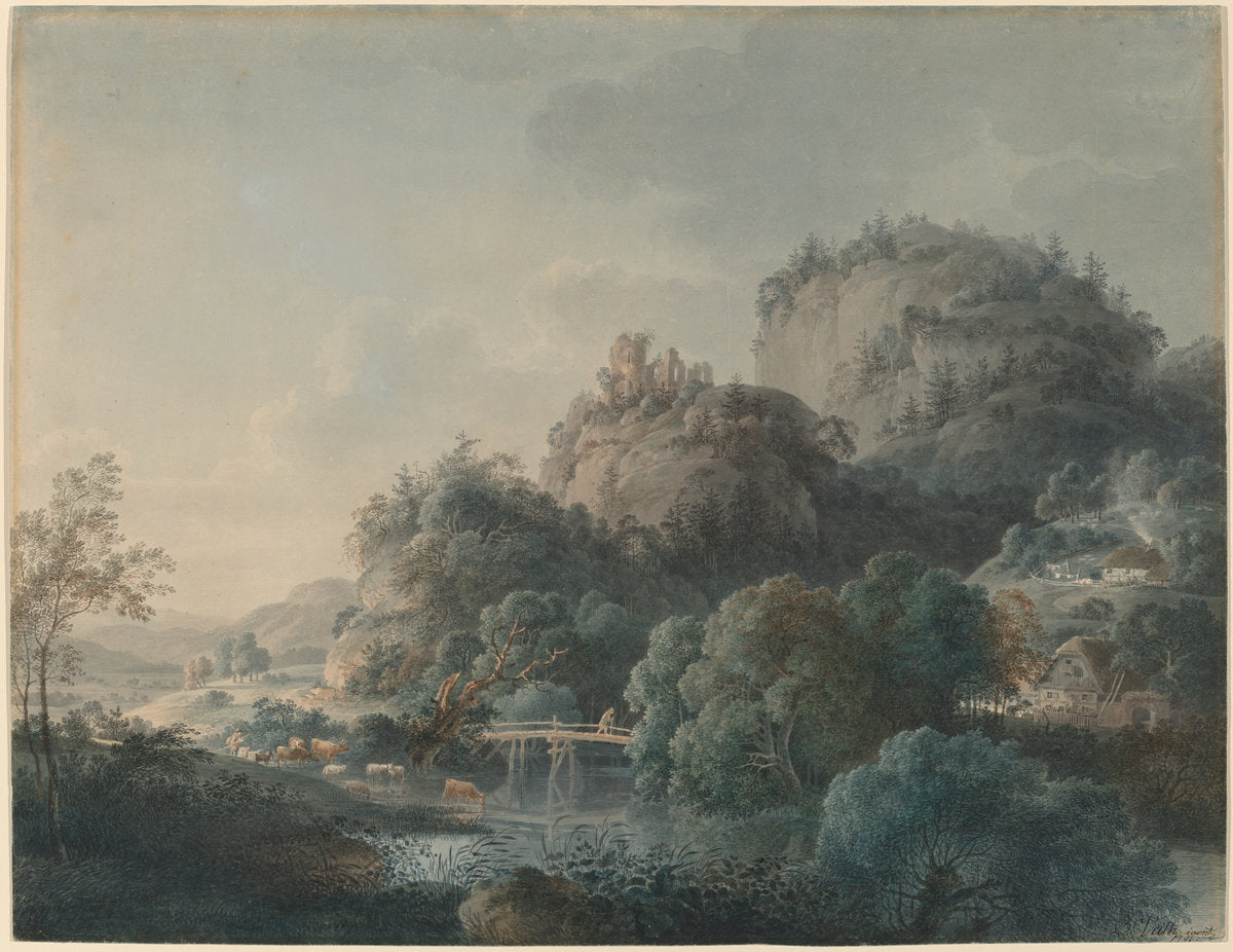 The Ruins of the Monastery of Oybin in the Zittau Mountains by Philipp Veith (German, 1768 - 1837), 16X12"(A3)Poster Print