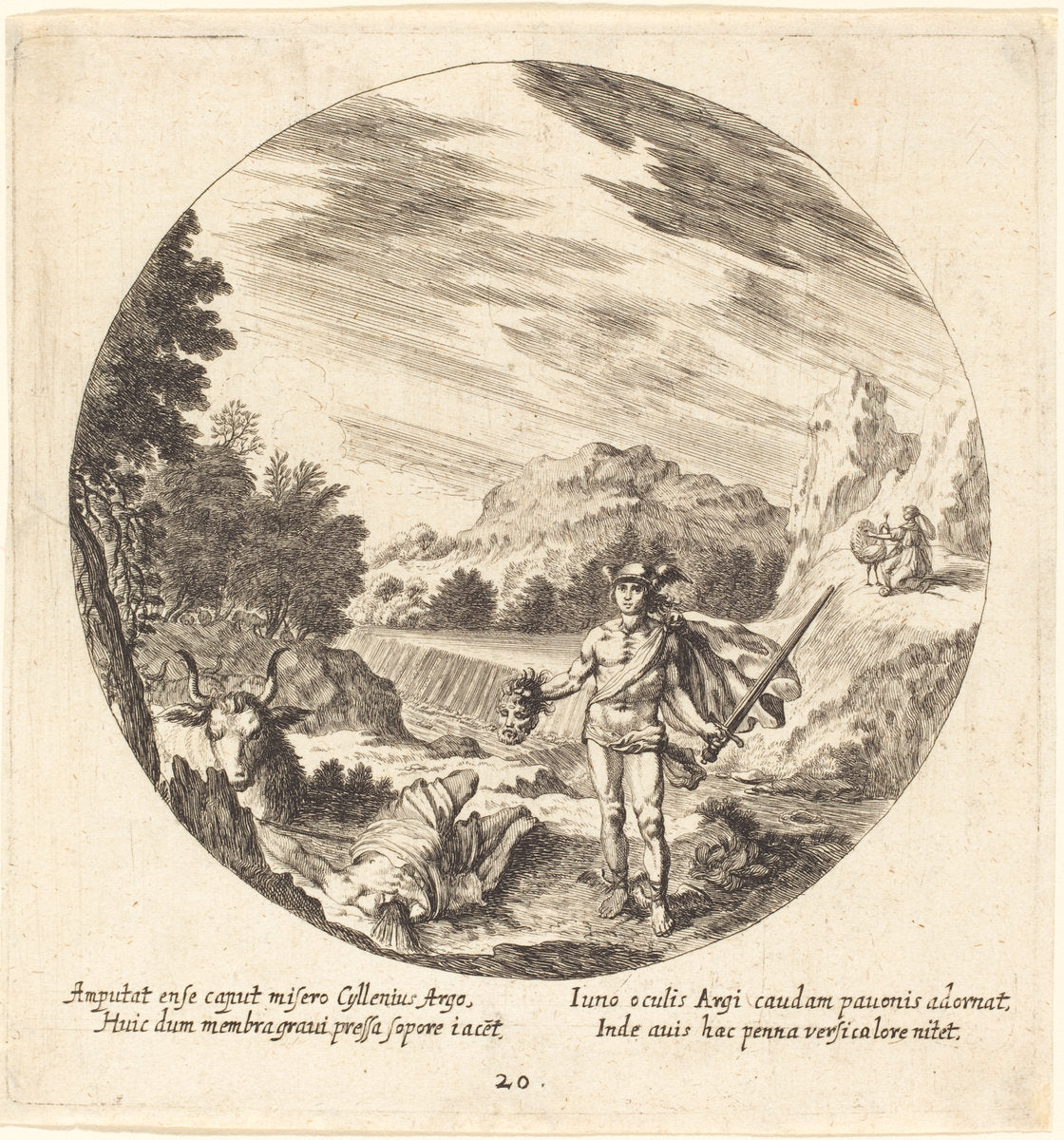 Mercury Killing Argus by Georg Andreas Wolfgang, the Elder (German, 1631 - 1716), 16X12"(A3)Poster Print