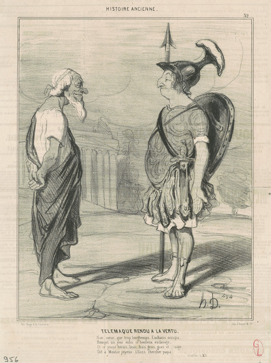 Télémaque rendu a la vertu by Honoré Daumier (French, 1808 - 1879), 16X12"(A3)Poster Print