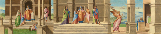 The Presentation and Marriage of the Virgin, and the Annunciation by Benedetto Diana (Venetian, c. 1460 - 1525), 16X12"(A3)Poster Print