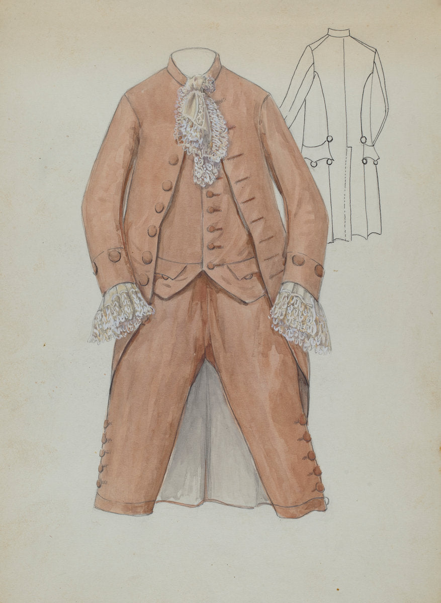 Man's Costume by Jessie M. Benge (American, active c. 1935), 16X12"(A3)Poster Print