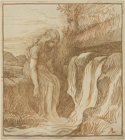 Peasant at the Source by Alphonse Legros (French, 1837 - 1911), 16X12"(A3)Poster Print