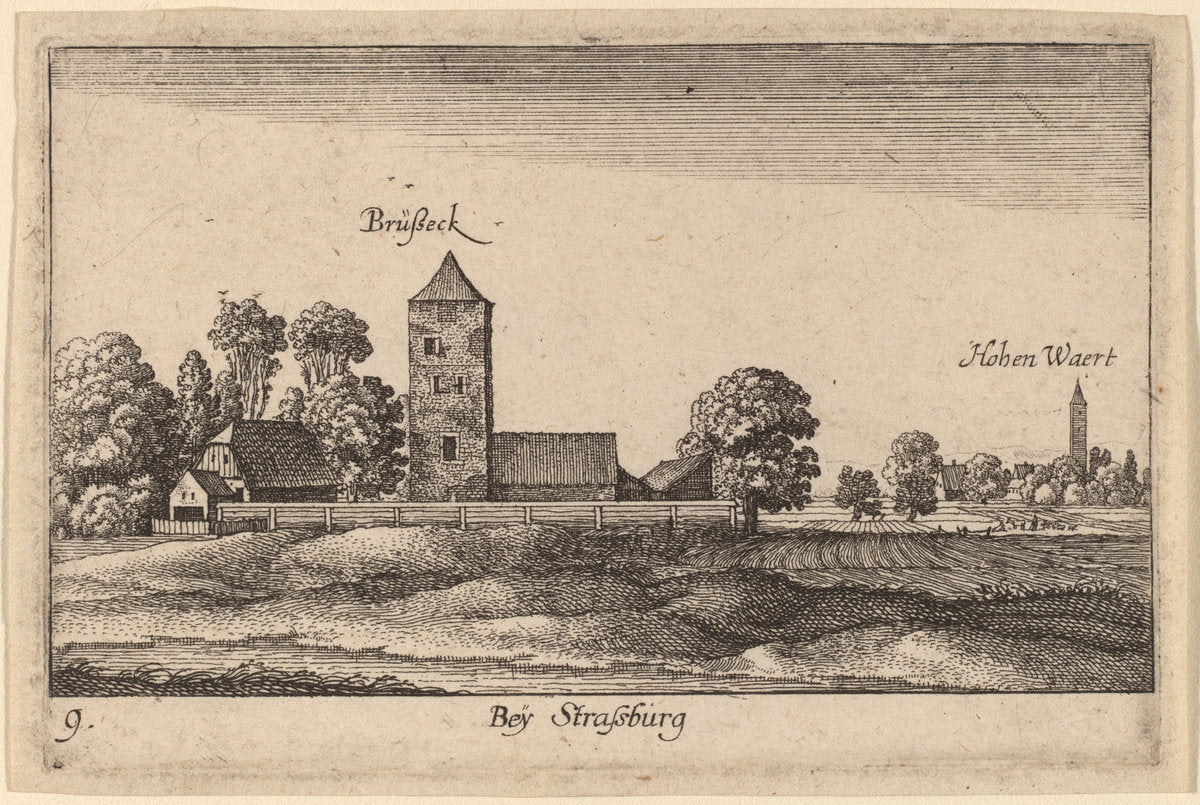Strasbourg by Wenceslaus Hollar (Bohemian, 1607 - 1677), 16X12"(A3)Poster Print