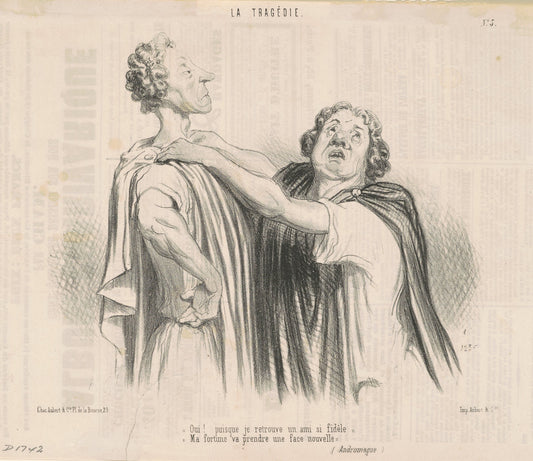Oui! Puisque je trouve un ami si fidèle ... by Honoré Daumier (French, 1808 - 1879), 16X12"(A3)Poster Print