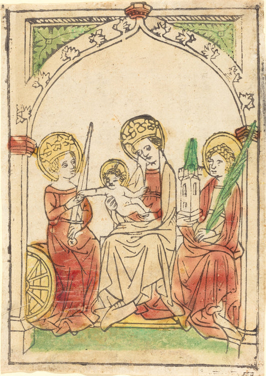 1440/1460 by German 15th Century (Madonna between Saints Catherine and Barbara), 16X12"(A3)Poster Print